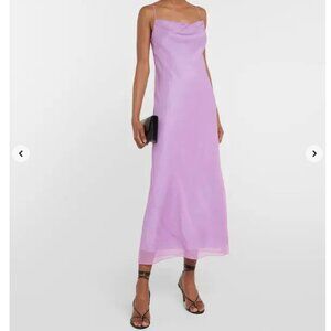 Vince Silk Cowl-Neck Slip Midi-Dress